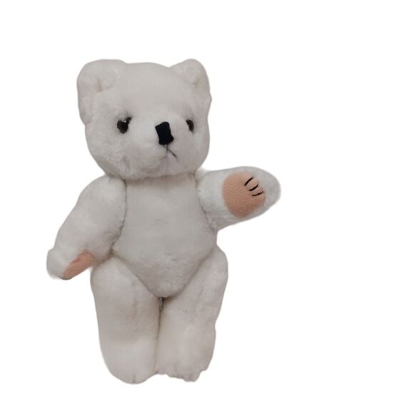 Baby Teddy Bear 8" WHITE Moveable Limbs Realistic Felt Hands Feet Rare Vintage - Picture 6 of 10